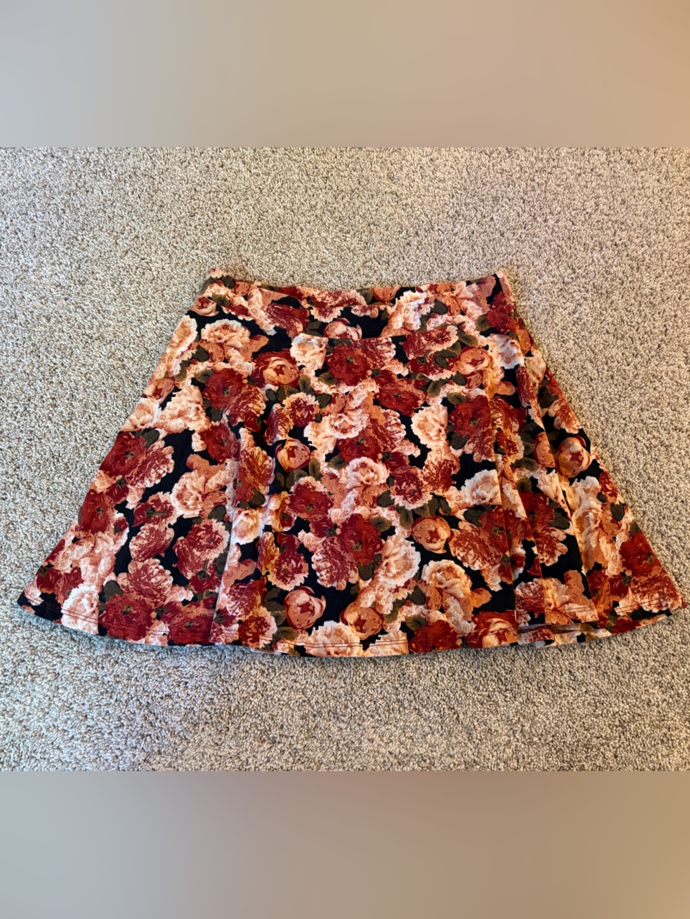 Rue 21 Kids X-Large Floral A-Line Skirt in Burgundy and Peach
